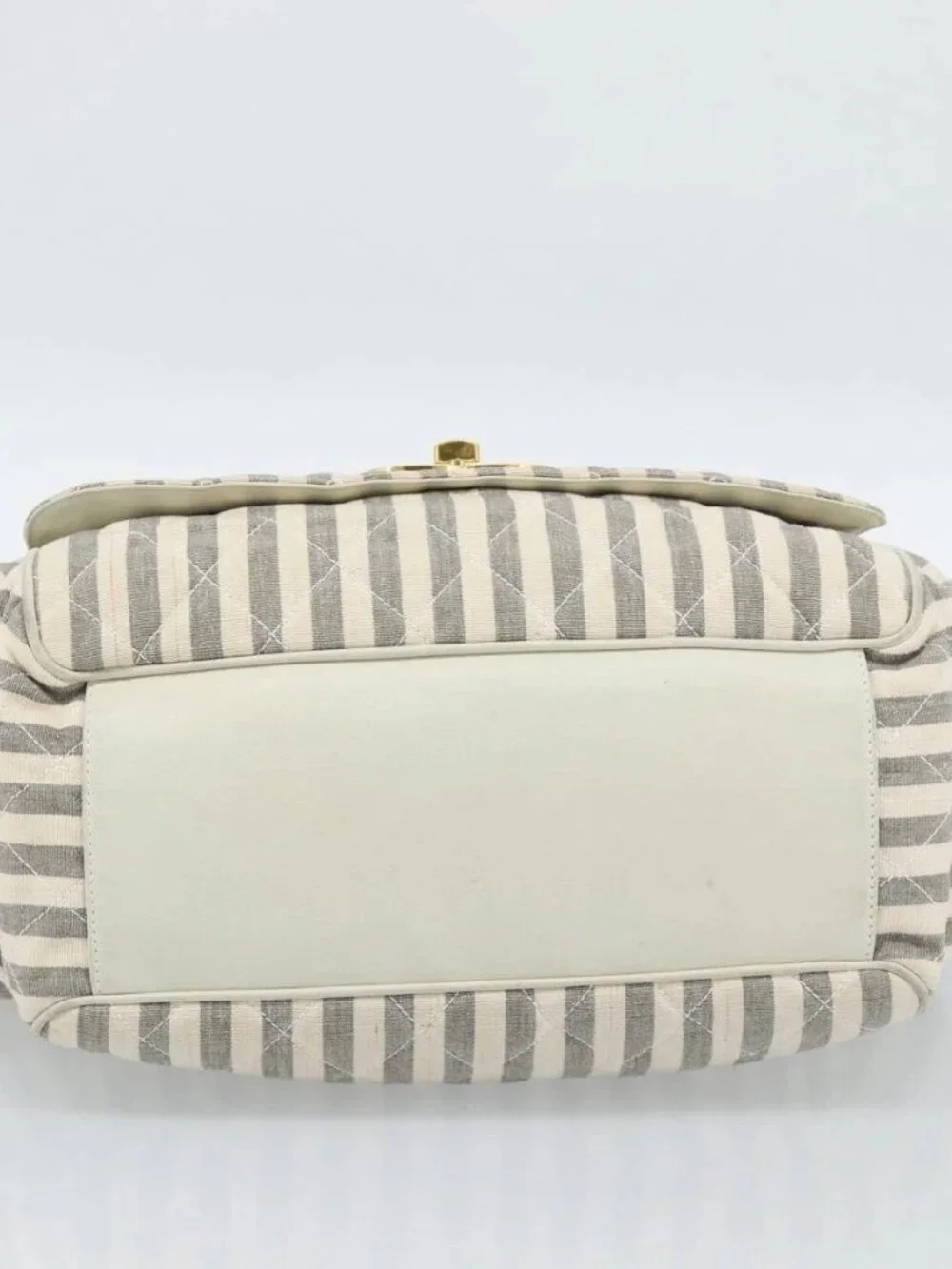 CHANEL Matelasse Shoulder Bag Canvas Light Blue White CC Auth 48071AV
